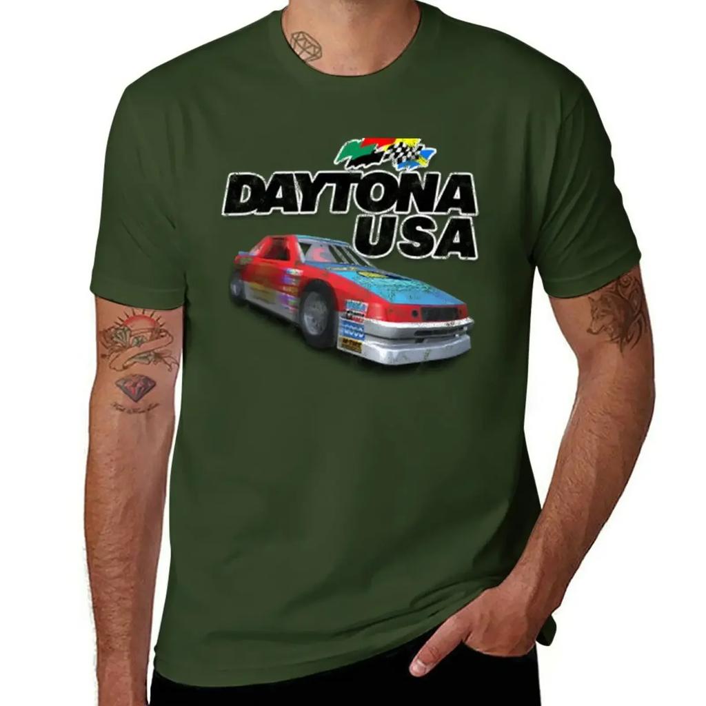 Übergrößen Tops Herrenbekleidung Custom T-Shirts Designe deine eigenen Workout-Shirts für Männer Daytona USA Distressed Auto Logo T-Shirt