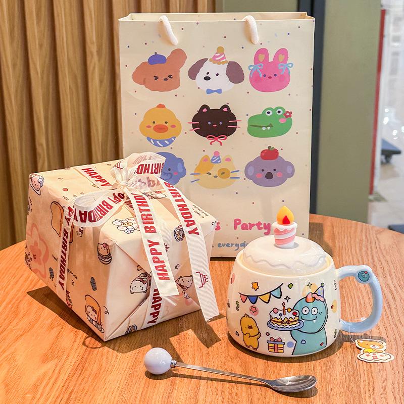 Birthday gift, cute ceramic mug, children's water cup, gift box for girlfriends, practical souvenir