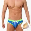 UXH Men's Color Block Fashion Thong Swimsuit with Comfortable Cup Pouch