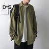 Men Shirt Lapel Long Sleeve Single Breasted Shirt Tops Solid Color Patch Pocket Casual Shirt Loose Fit Comfortable Fit Jacket