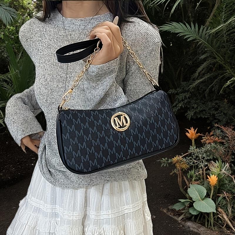 French Retro Underarm Bag for Women, New Model, Letter Print, Small Square Bag, Chain Shoulder Bag, Handbag