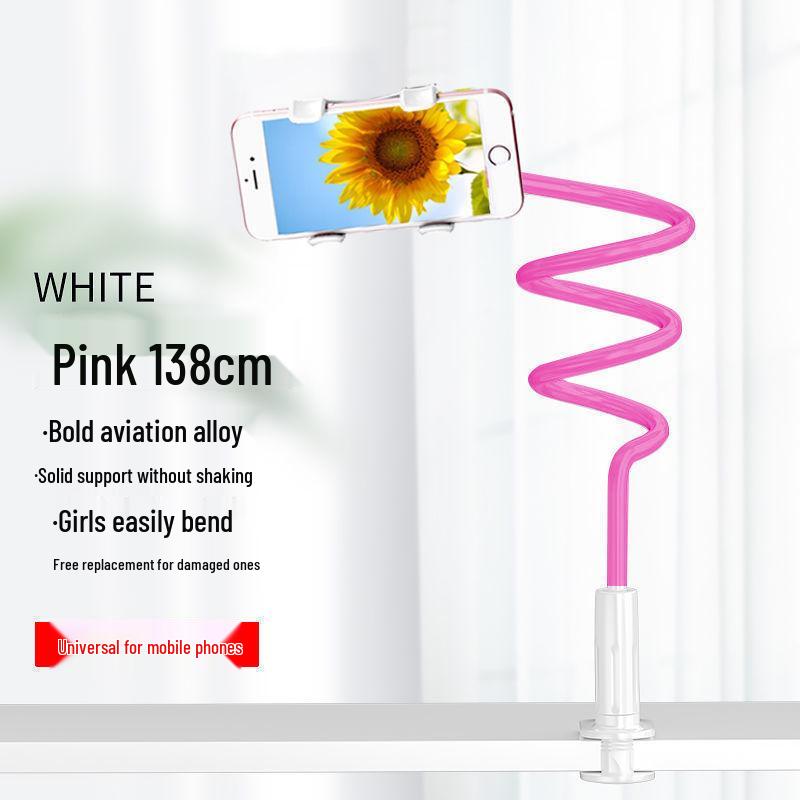 Reinforced Blue & White Universal Spiral Mobile Holder for Bedside/Table 80cm Dual Clip Base розовый