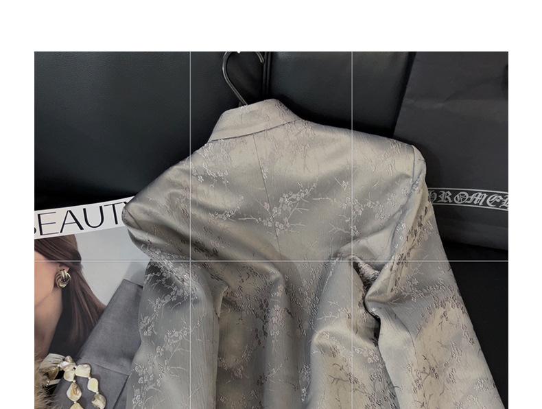 Женское пальто большого размера с воротником-стойкой в китайском стиле с жаккардовым узором - Весна/Осень