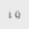 Teazen Maximized Twist Chubby Silver White Earrings TEDSVW14029M