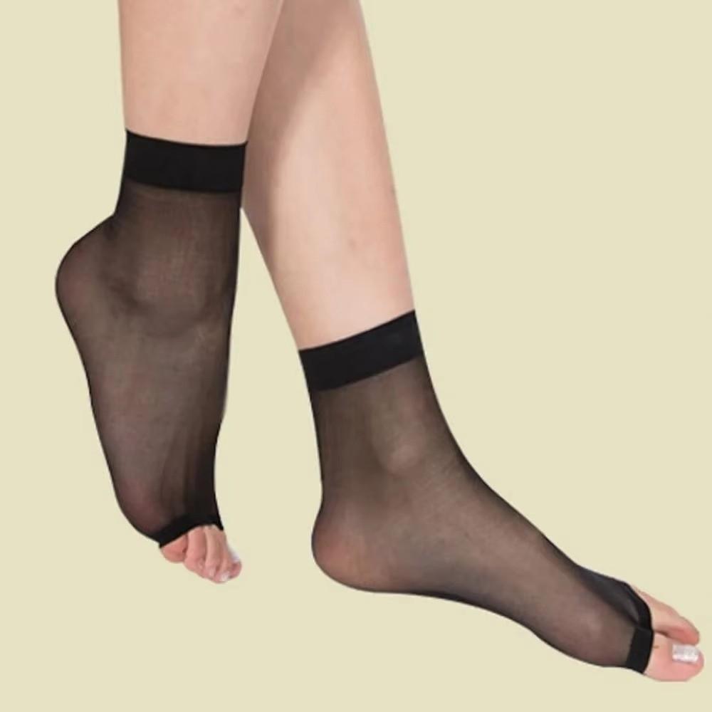 Fashion Open Toe Woman Socks Breathable Transparent Ankle Socks Ultra-thin Mesh Silk Nylon Socks Women