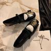 Fashion Flat Shoes for Women 2024 New Spring Autumn Mary Jane Shoes for Women Retro French Square Toe Silver Ballet Flat Sole Shoes