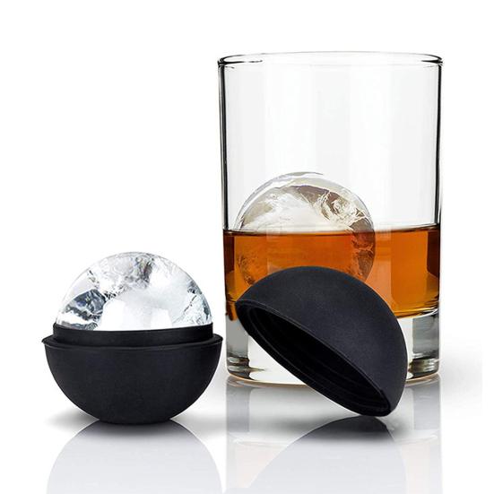 Silicone Sphere Ice Mold with Lid Food-Grade Ice Ball Tray for Whiskey Cocktails Easy-Release Leak-Proof Ice Cube Maker for Freezer