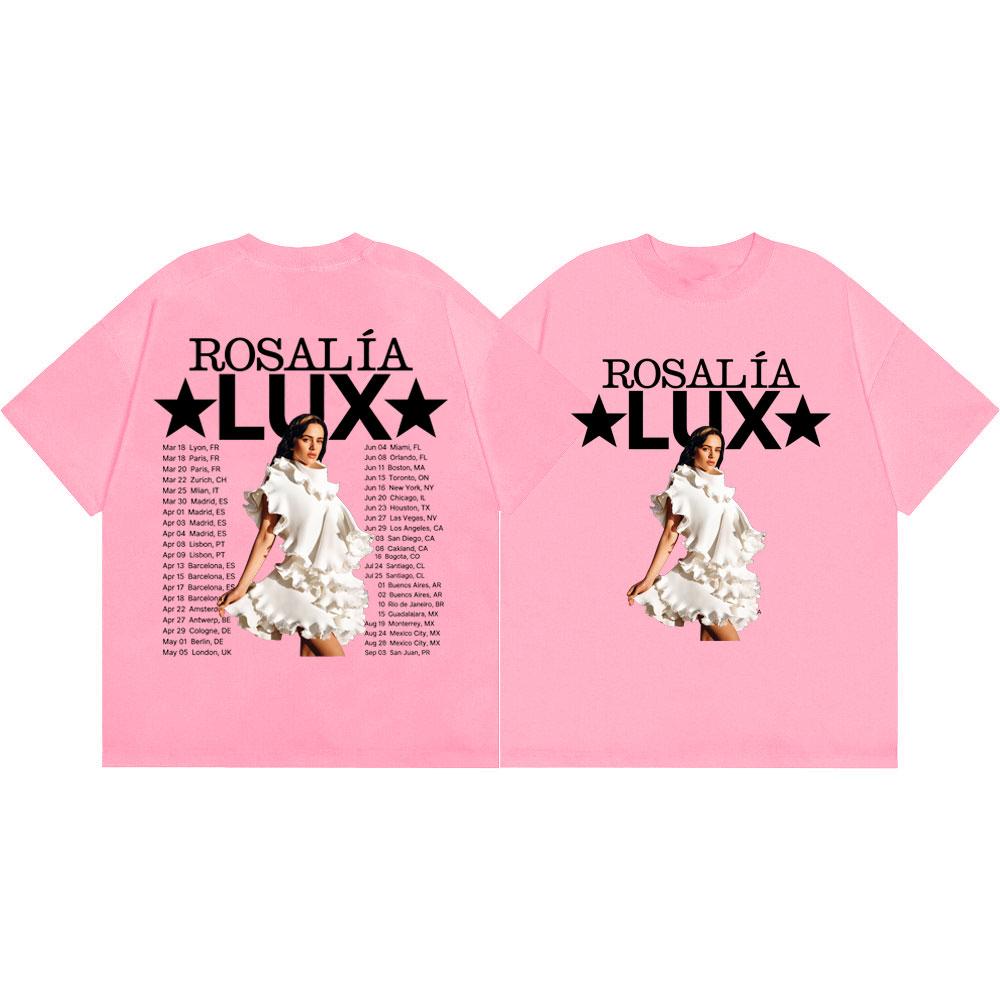 Rosalia LUX Tour 2026 Double Sided Graphic T Shirts Men Women Fashion Pop Music T-shirt High Quality Cotton Oversized T-shirts