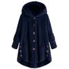 Autumn and Winter Fashion Women's Clothing European and American Style Button Plush Coat Irregular Plush Top Solid Color Coat