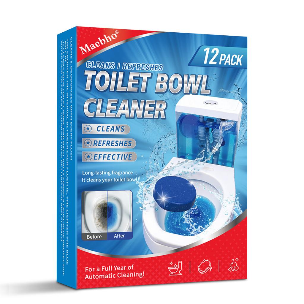 Blue Foam Toilet Cleaning Tablets, Automatic Toilet Cleaning Blocks, Effectively Eliminate Odors, Pack of 12
