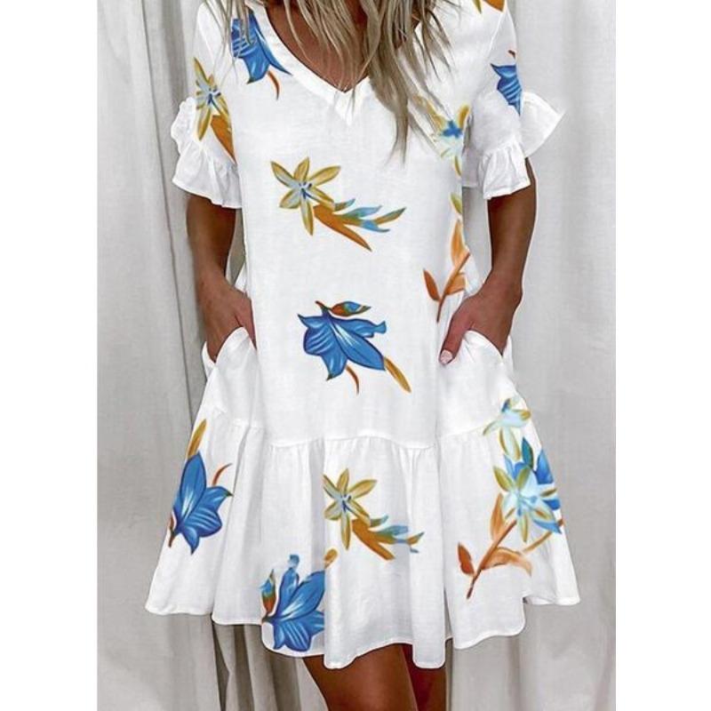 HNXC Women's Fashion Summer Spring Short Sleeve V-Neck Casual Dresses
