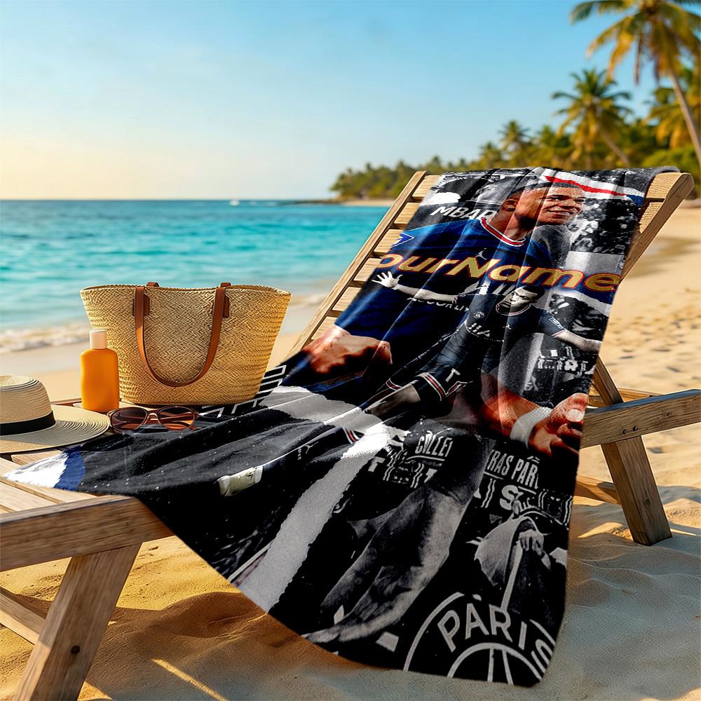 Mbappe Personalized Name Beach Towel Super Soft Microfiber Quickdry Fabric Portable for SwimmingBeachCamping Travel Beach AccessoriesGym