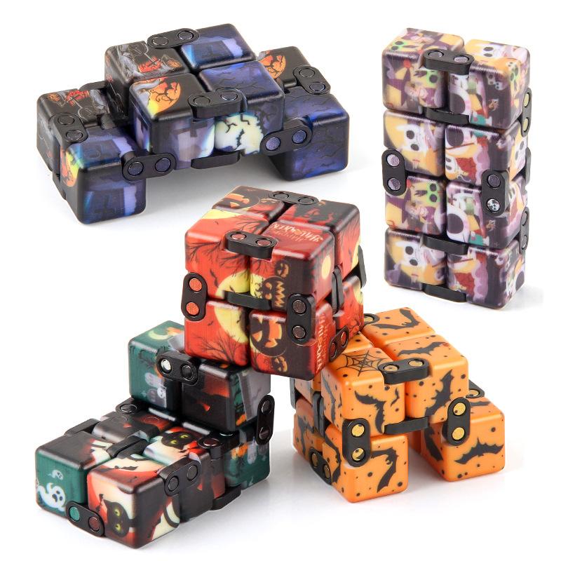 New Strange Decompression Toy Uv Print Infinite Rubik'S Cube Halloween Theme Folding And Flipping Rubik'S Cube Fingertips Rubik'S Cube