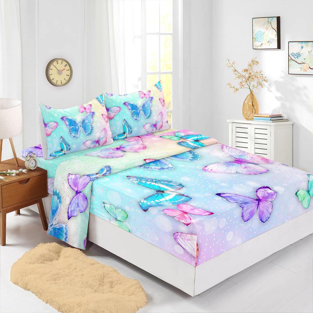 Cartoon Ocean Shark Whale Pattern Sheet Four-piece Bedding Set Bedroom Dormitory Bedding