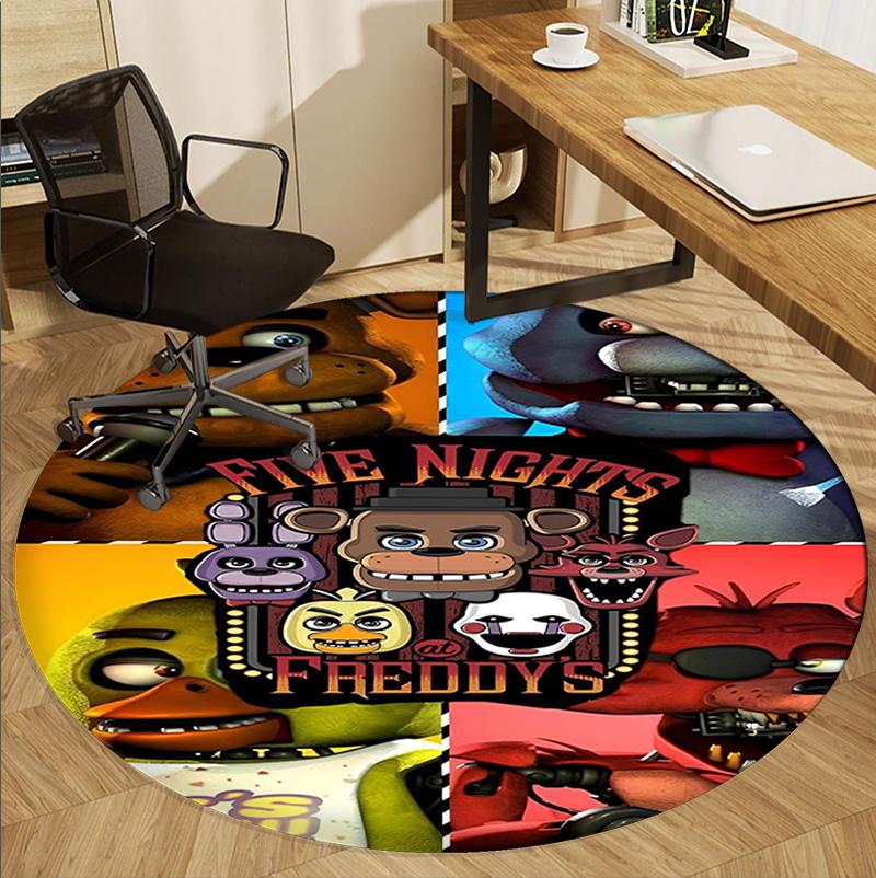 Five Nights at Freddy's Pattern Round Rug, Indoor/Outdoor Mat, for Picnic, Gameroom, Bedroom, Office, Living Room, Home Decor Carpet, Birthday Gift