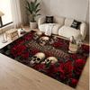 Totenkopf Gothic Thema Weicher Kristall-Samt Teppich Benutzerdefinierter Name & Text Druck Rutschfester Boden Teppich für Schlafzimmer Wohnzimmer