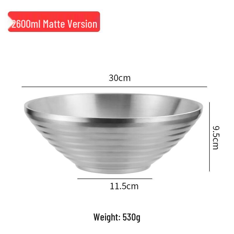 ZISIZ Double-Layer Insulated Stainless Steel Noodle Bowl
