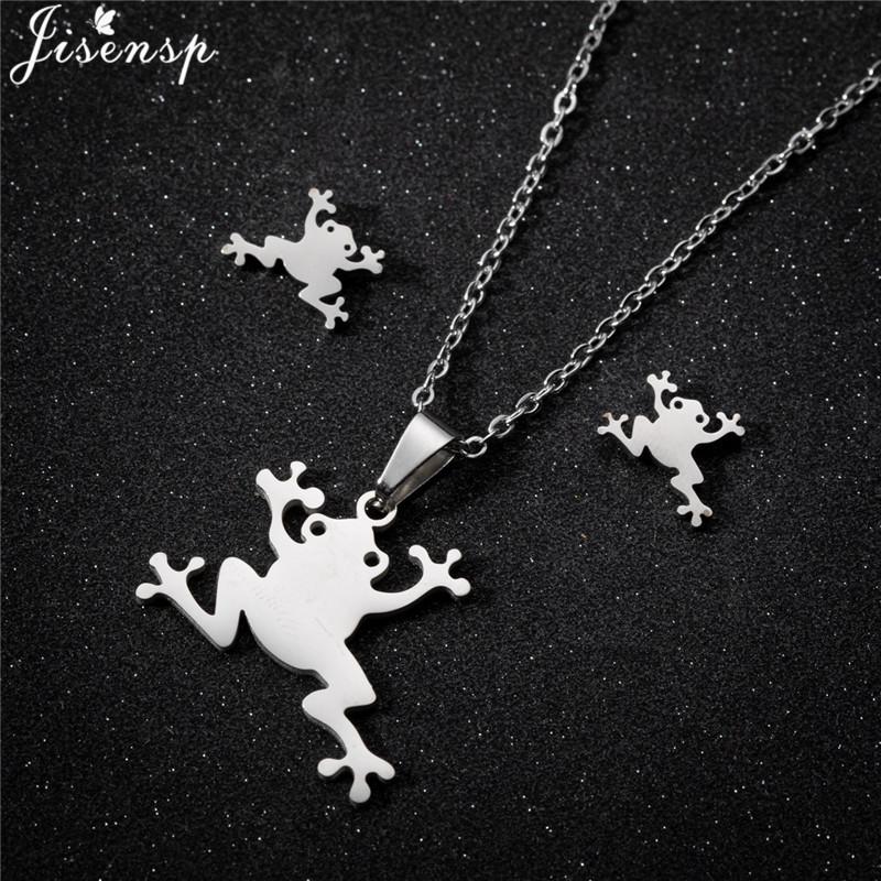 Cartoon Bowknot Mouse Stainless Steel Jewelry Set for Women Fashion Anime Animal Necklace Earrings Party Accessories