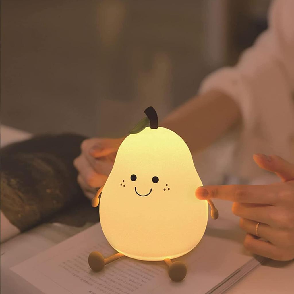 Lampada da notte in silicone a forma di pera. Lampada a forma di pera per bambini.