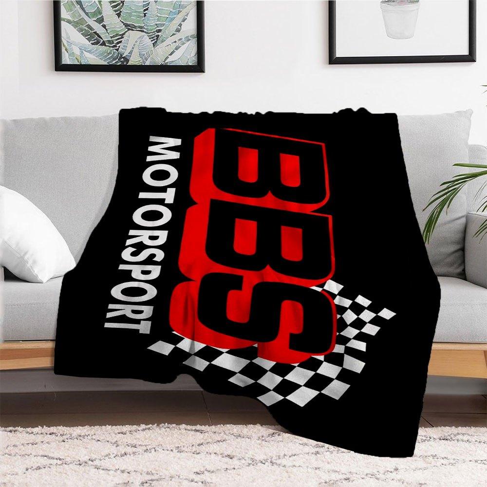 BBS Motorsport Racing Wheel Checkered Flag Sticker DecalBlanket Flannel Throw Blanket for Sofa, Bed, Travel, Camping, Office, Couch, Chair,