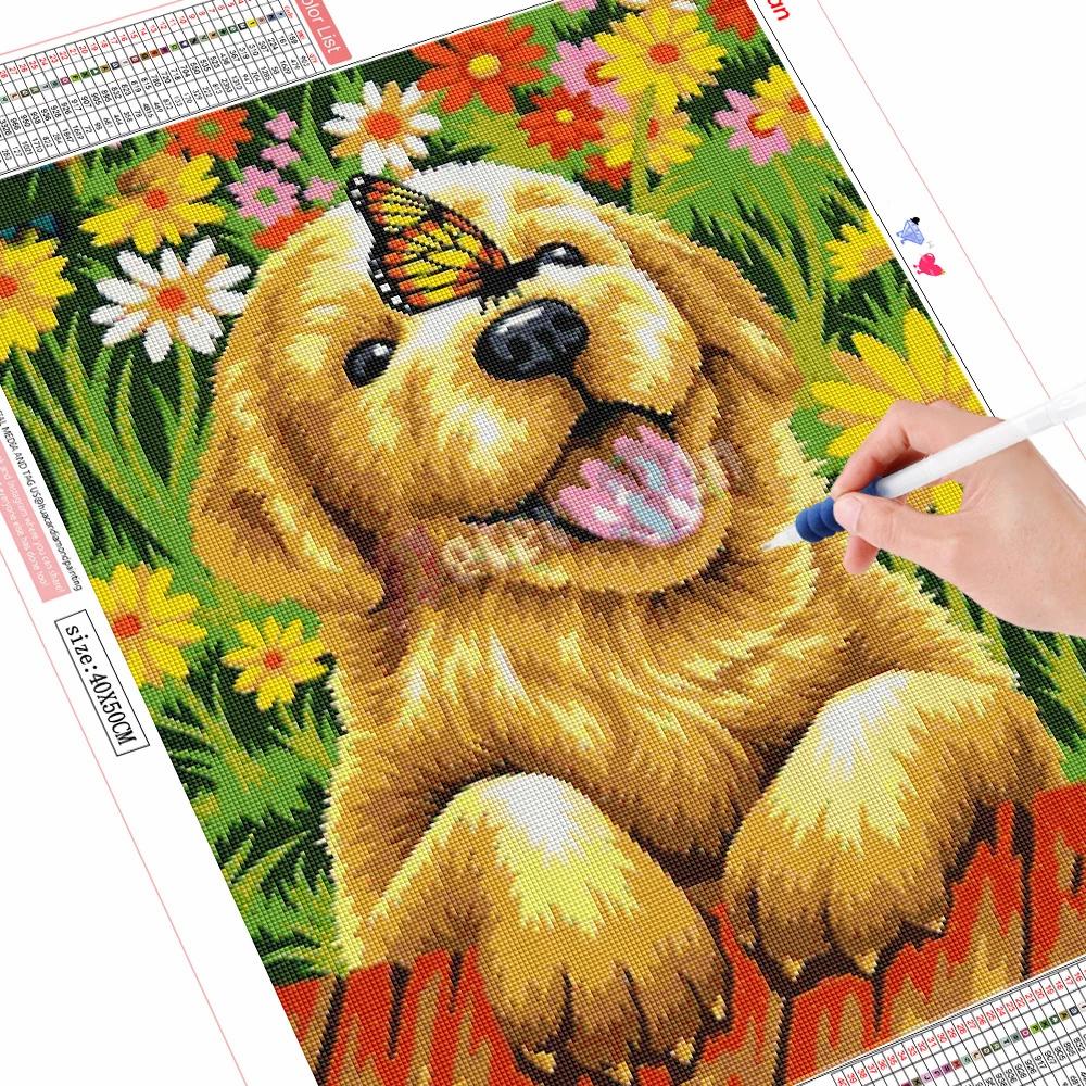 3D Diamond Embroidery Painting Animal Dog Art Rhinestone Full Square Diamond Mosaic Garden Handicraft Handmade Gift