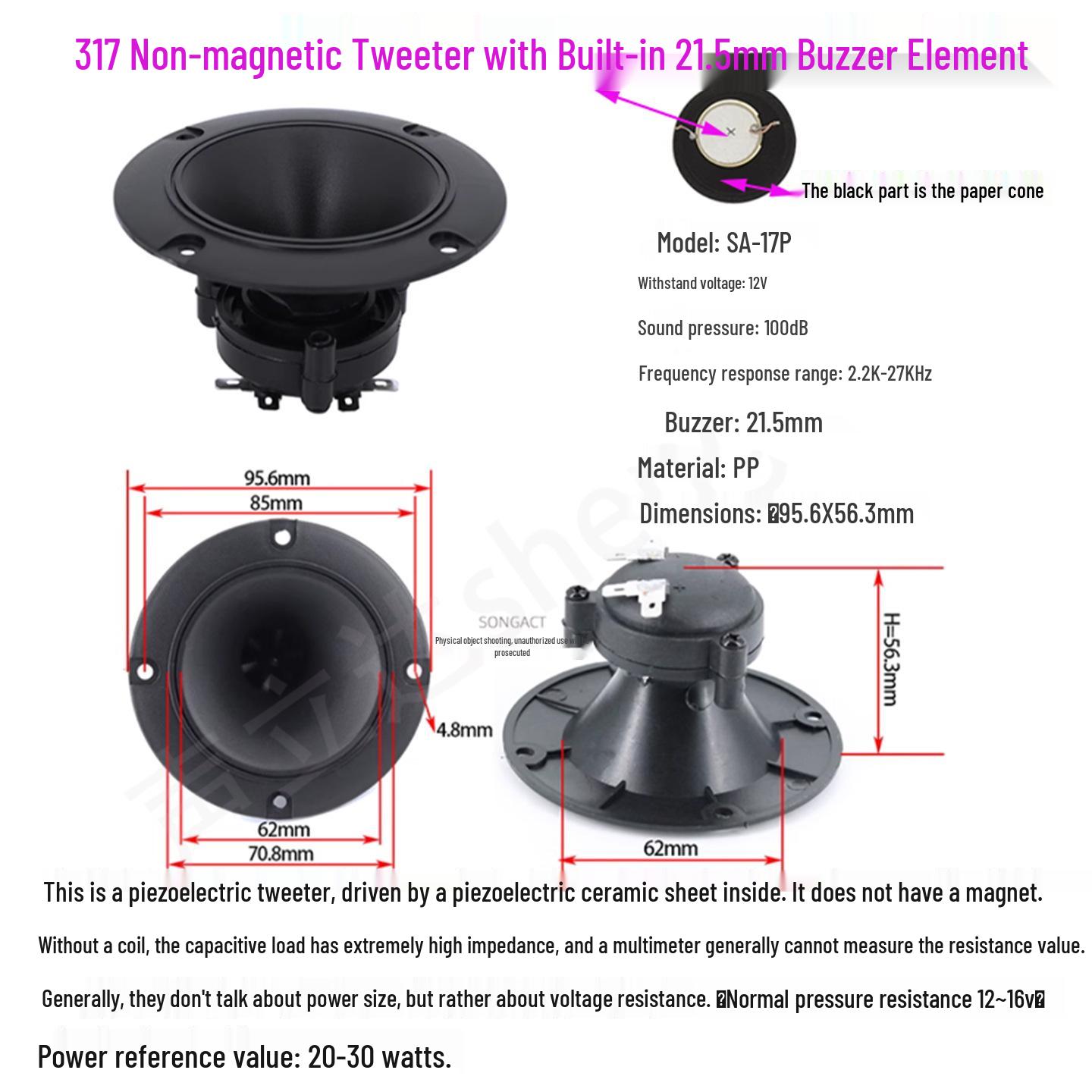 4  Round Piezoelectric Tweeter - Ultrasonic Bird Repellent Speaker