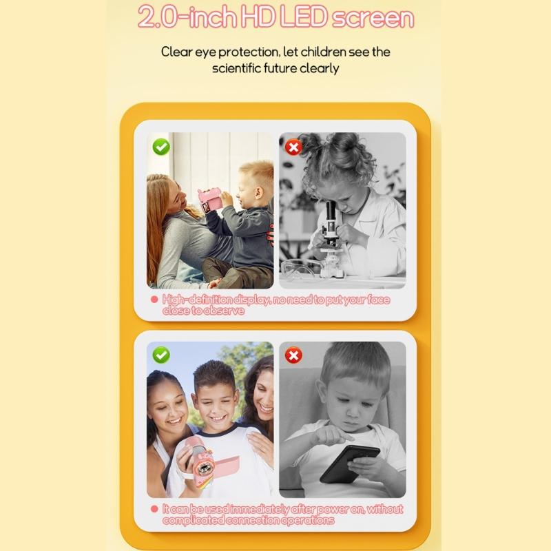 Zabawka Naukowa 2-calowy Kolorowy Ekran Cyfrowy Mikroskop Dla Dzieci 500-1000X Kamera Ręczne Urządzenie Powiększające LED