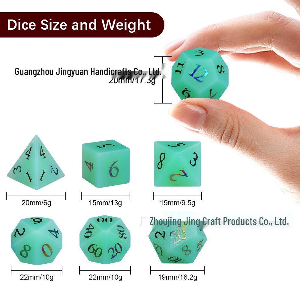 Conjunto de Dados Poliedros de Cristal Proteico Verde de 7 Peças Dungeons & Dragons