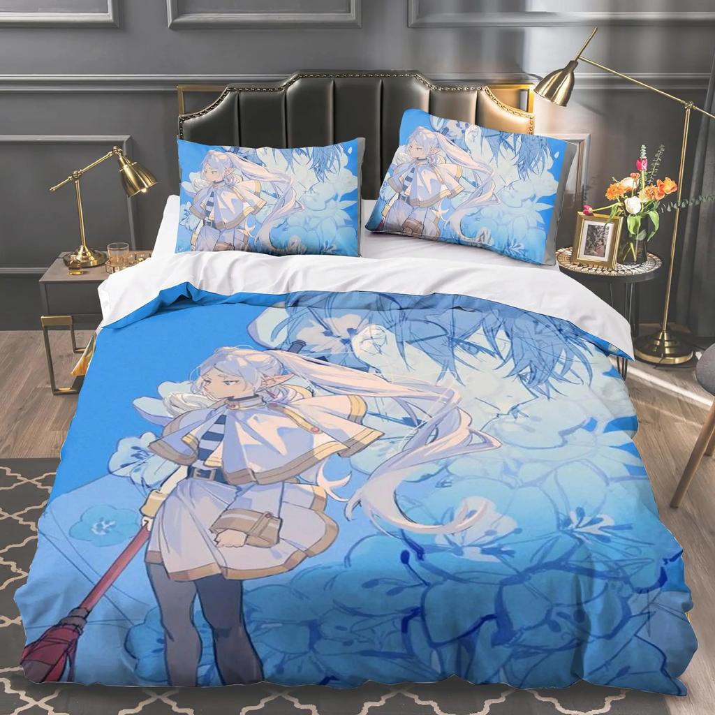 Anime Frieren Bedding Set Boys Girls Twin Queen King Size Duvet Cover Pillowcase Bed Boys Adult Home Textileextile