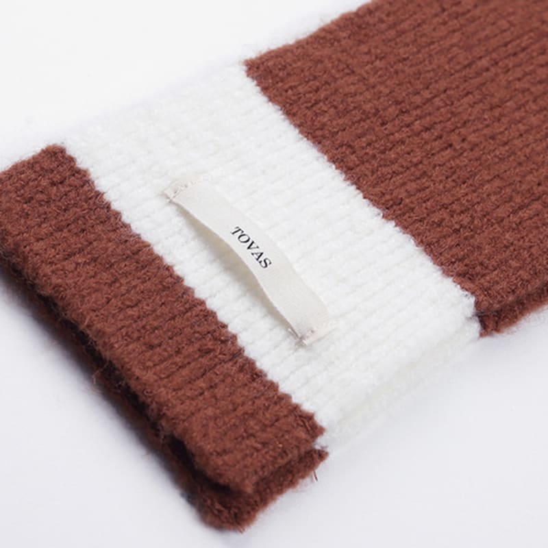TOVAS Wool Stripe Muffler_Brick