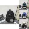 Fashion Color Blocked Letter Print Student Leisure Backpack With Coin Purse For School And Daily Use