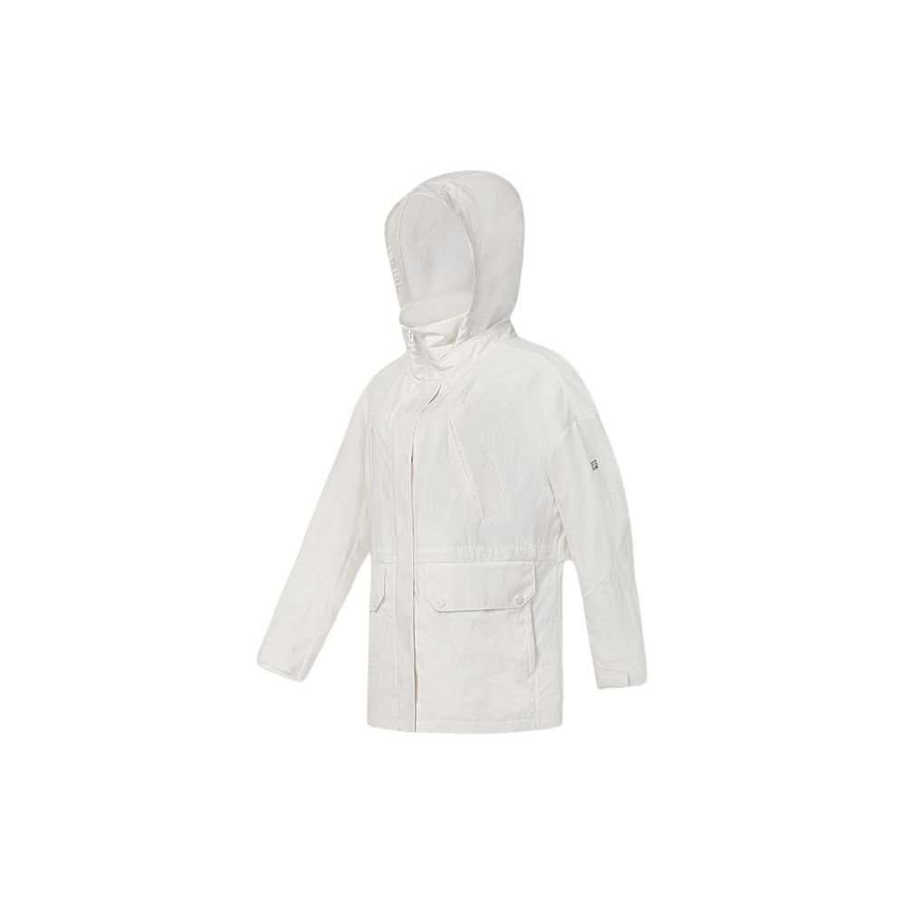 Fila Plain Simple Loose Outdoor Sports Hooded Windbreaker Women Outerwear Cloud-White A11W417703F-WT