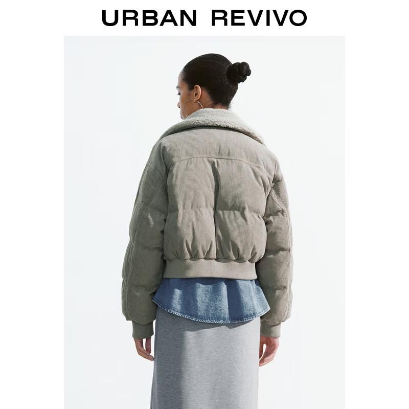 UR2025 Women's Vintage Corduroy Lamb Wool Collar Duck Down Jacket