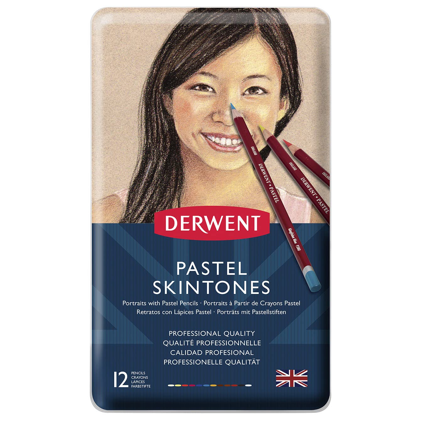 Derwent Pastel Pencils Skintones Tin (Set Of 12) 121 чёрный