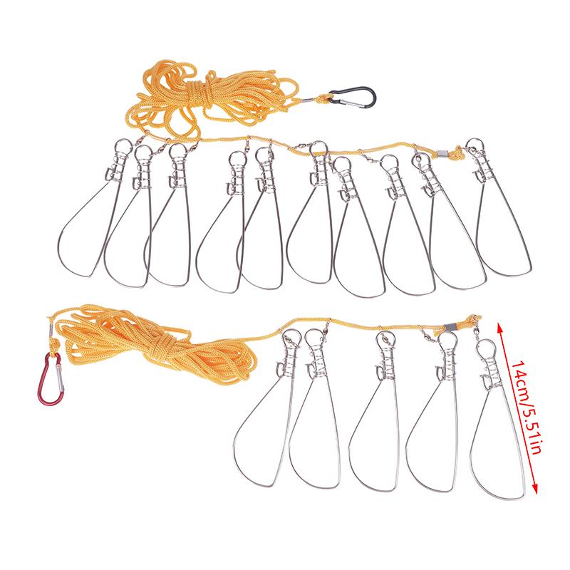 5M 5/10 Lock Stainless Steel Fishing Lock Buckle Fishing Snaps Chain Stringer With Float Live Fish Lock Belt Fishing Accessories