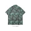 Bcbgh National Style Vintage Ink Painting Flower Short Sleeve Shirt Men's Loose Cuban Collar Hawaiian Shirt