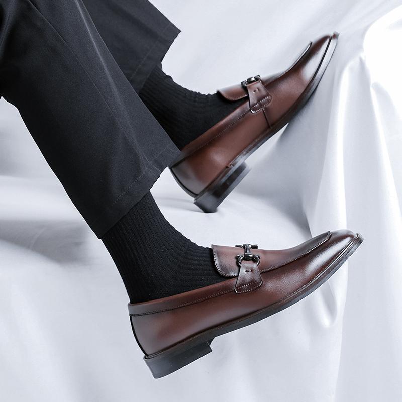 Fashion Italian Mens Dress Shoes Luxury Brand Soft Sole Business Office Casual Shoes for Men Lightweight Leather Driving Loafer Mocassin