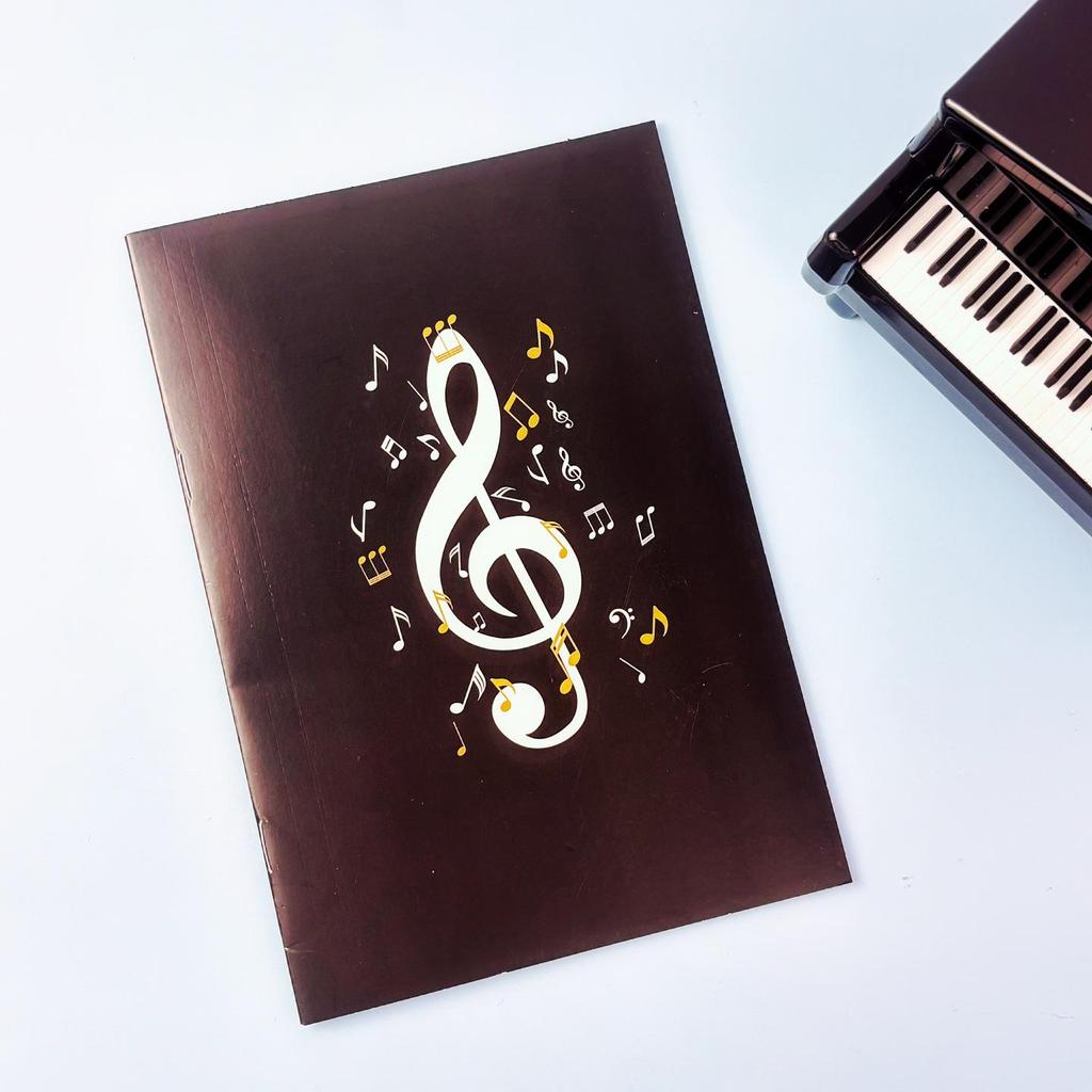A5 Softcover Student Notebook with Music Pattern - Piano Notes & Creative Diary