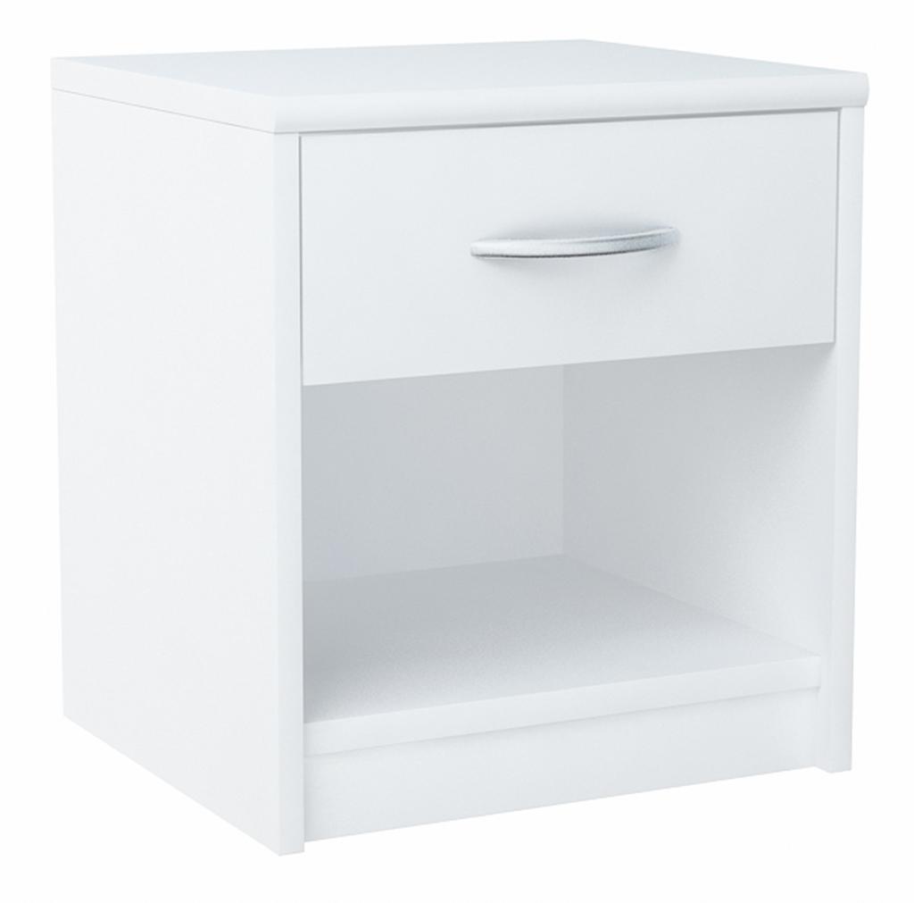 Nightstand, Bedside Table, 1S, White, Chest Of Drawers, Shelf