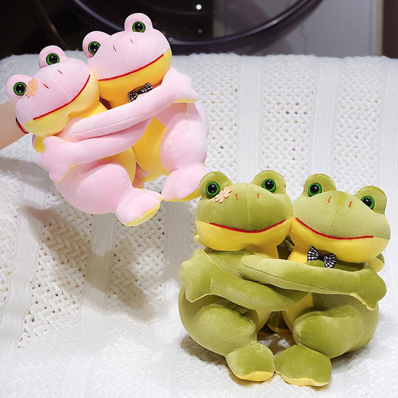 Cute Hugging Frog Couple Plush Toy, Pink & Green Matching Pair Stuffed Dolls, Valentine's Day Couple Home Decor Gift For Lover
