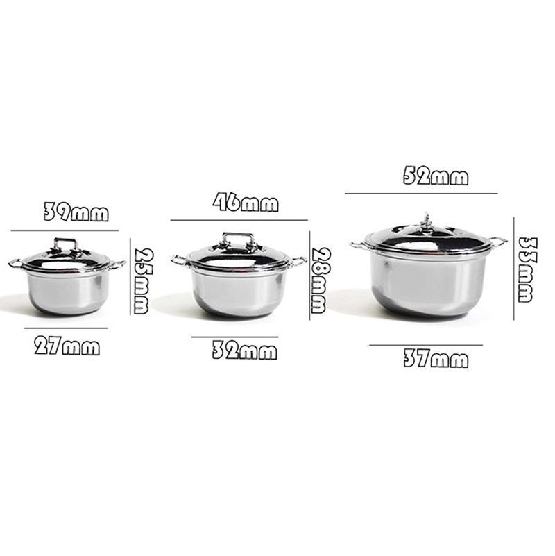 New 1/12 Dollhouse Miniature Imitated Stainless Steel Casserole Kitchen Cookware