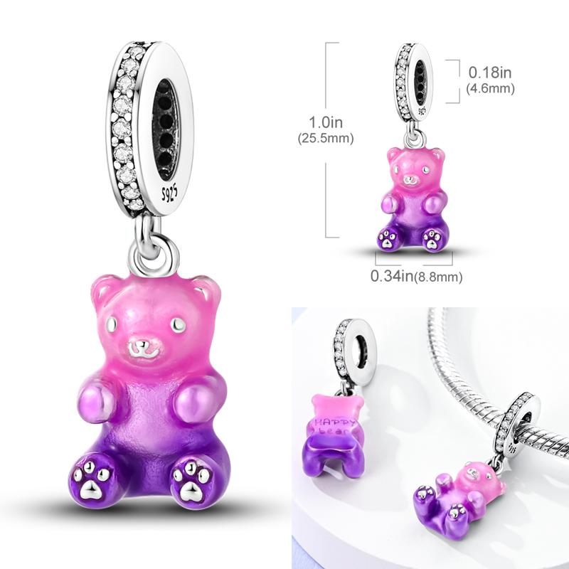 Copper Cute Pet Charms Beads Lovely Purple Owl Penguin Cat Heart Pendant Original Accessories Bracelets Diy Jewelry