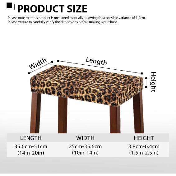 Leopard Chairs Covers Dustproof Vanity Stool Cover Rectangle Bar Stool Covers Non-Slip Elastic Footrest Stool Covers with Elastic Bands Bench Seat