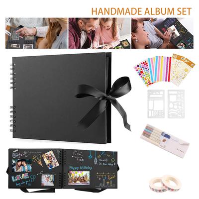 Fotoalba 80 černých stránek Pamětní knihy A4 Řemeslný papír DIY Scrapbooking Obrázek Svatební výročí Narozeniny Dětský dárek