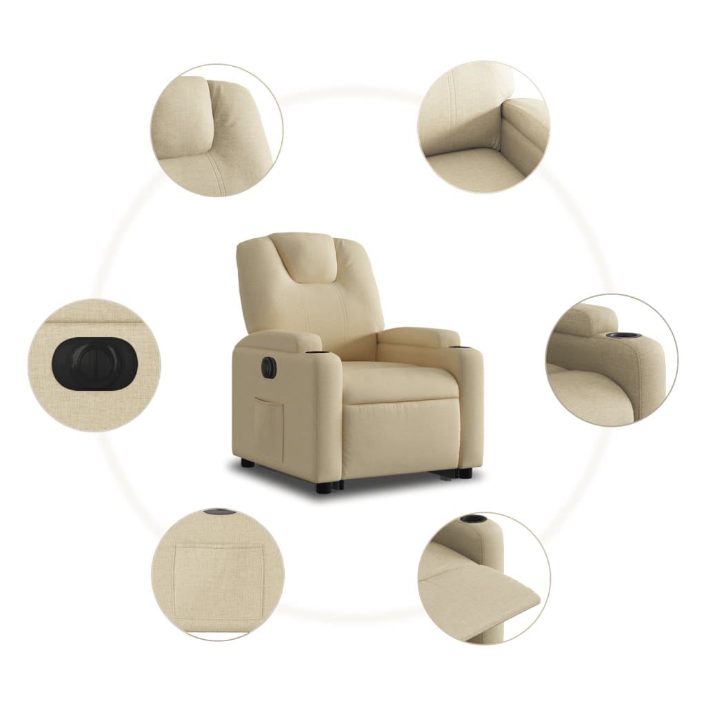 Electric Recliner Chair with Rising Function Cream Fabric