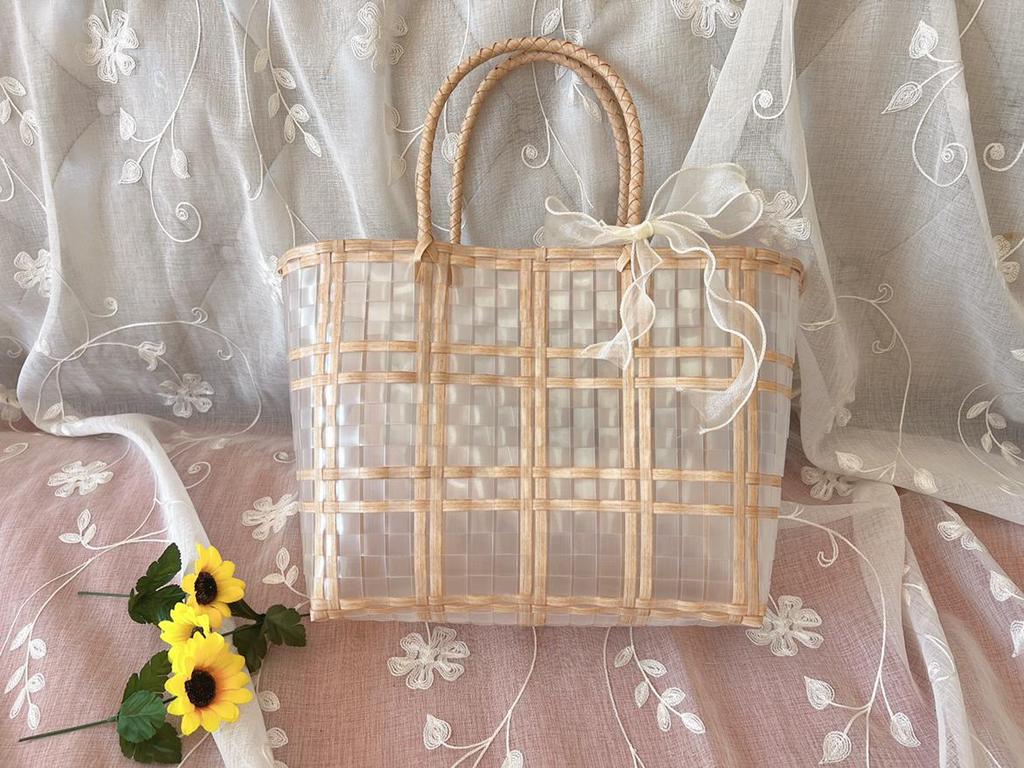 Brautjungfern-Souvenir-Tasche: Geflochtene Gelee Strandhandtasche Korb für den Urlaub