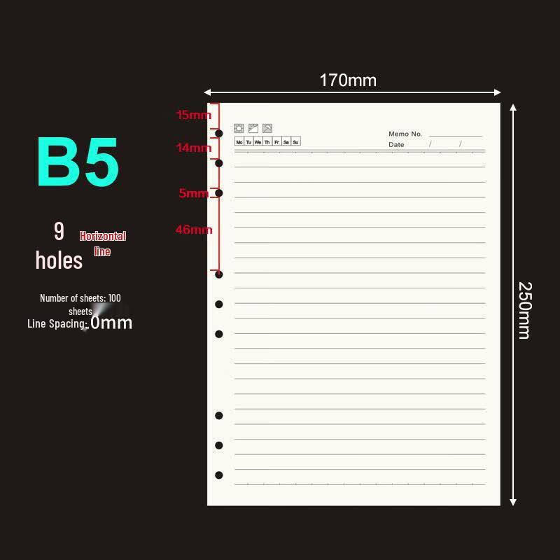 B5 Lined Loose-leaf Paper Refill
