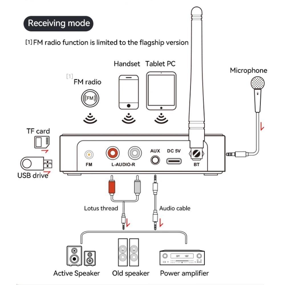 M9 M9Pro Bluetooth Audio Receiver Transmitter DSP Wireless Adapter NFC/AUX/RCA/USB U-Disk/TF/6.5 Mic Karaoke/Coaxial/FM Radio