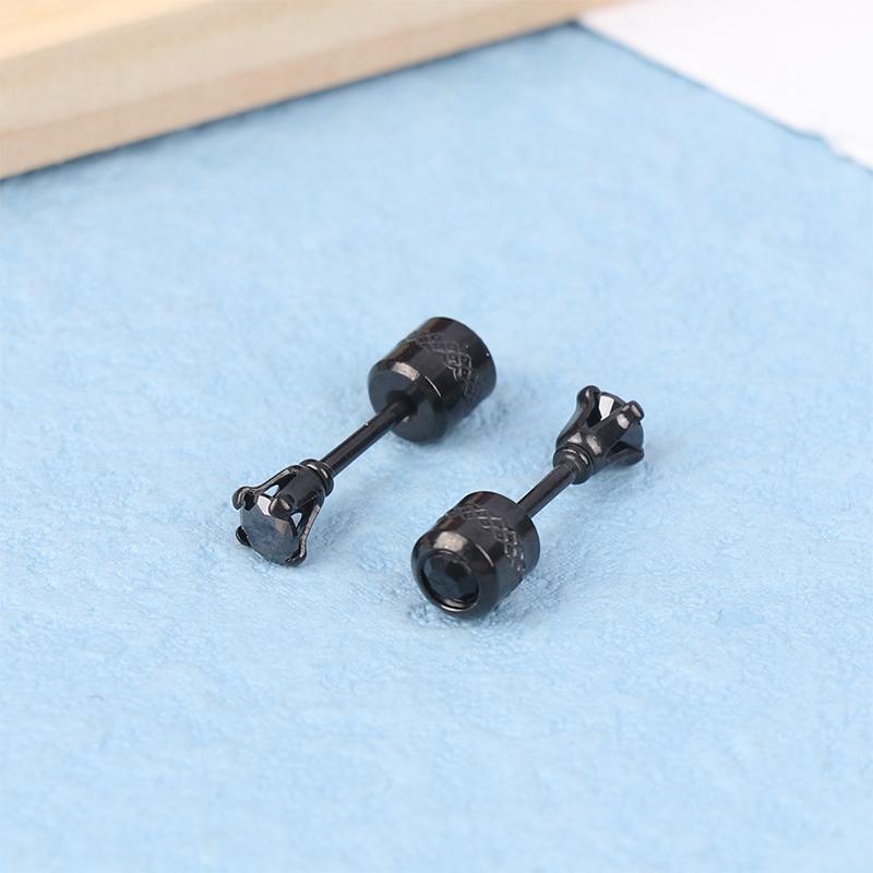 3-8 мм 1 пара кубических циркониевых титановых нержавеющих черных бриллиантовых серег-гвоздиков для женщин 3MM