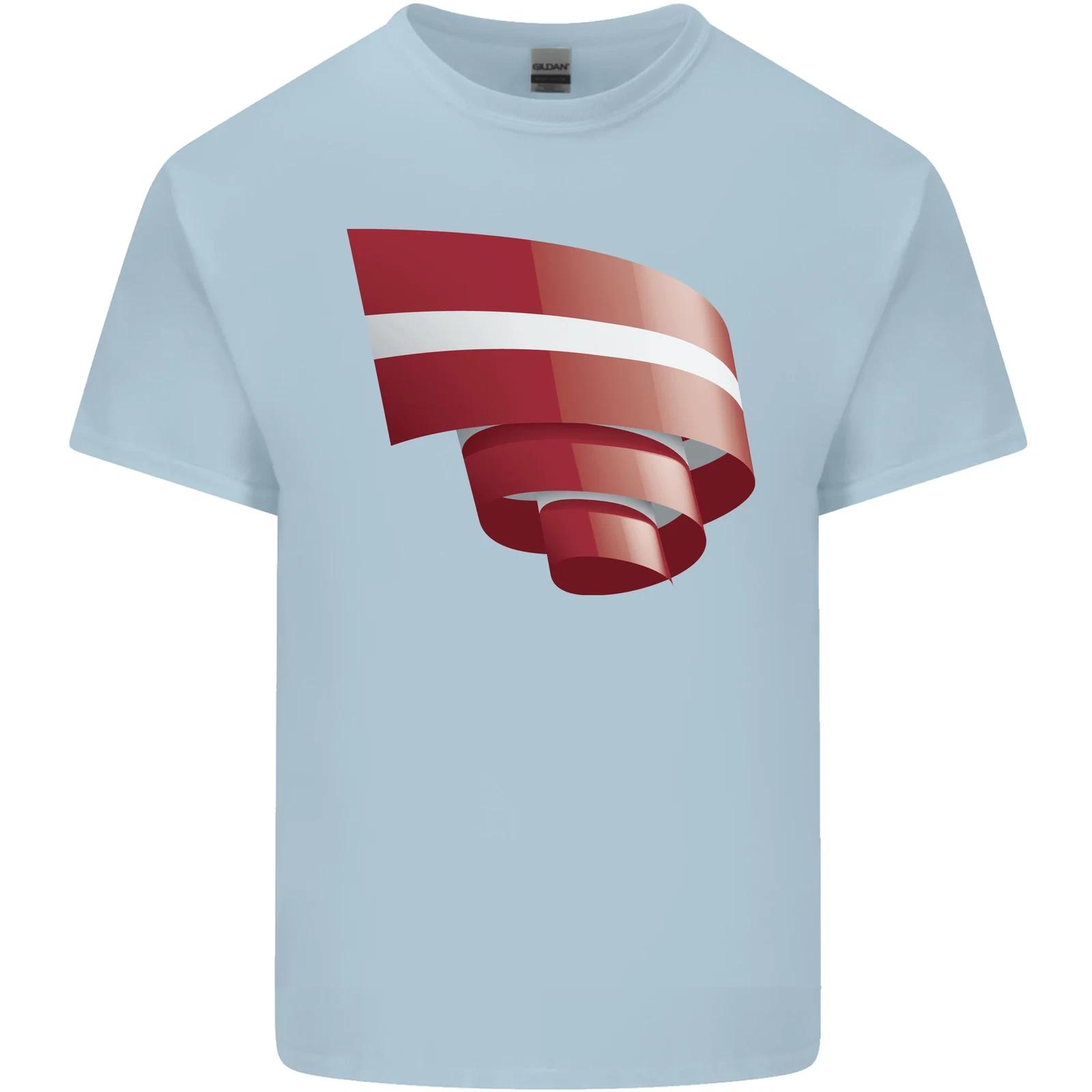 Curled Latvia Flag Latvian Day Football Kids T-Shirt Childrens 4XL